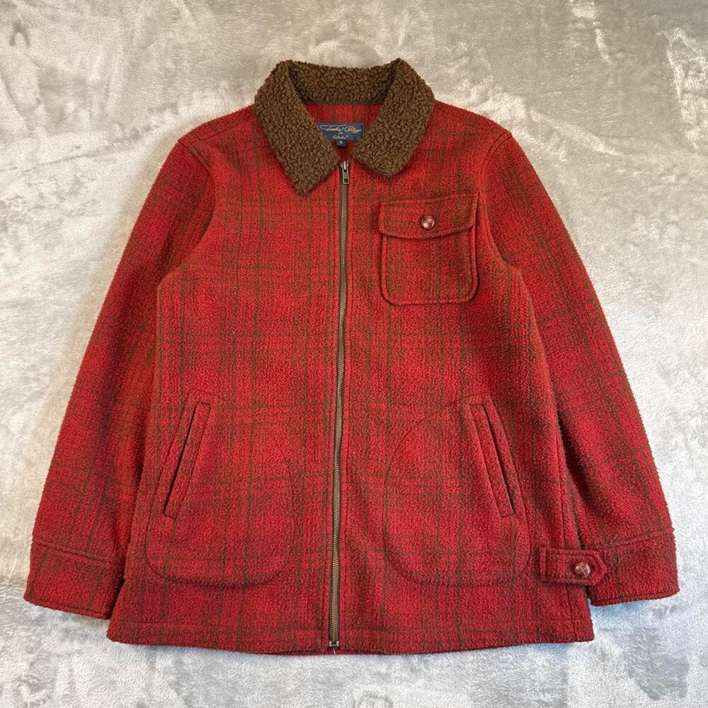 Tasha Polizzi for Cabela’s Red Brown Plaid Sherpa Collar Zip Jacket Women’s S